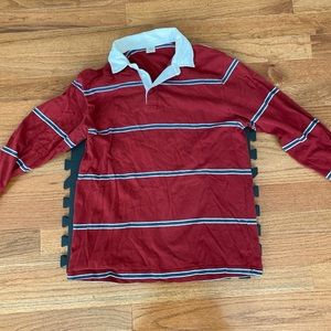 Vtg Y2K Old Navy Rugby Polo Shirt Sz XL Classic Double Stripe Denim Collar Heavy